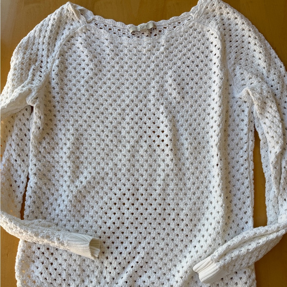 LOFT White Open-Knit Lightweight Sweater